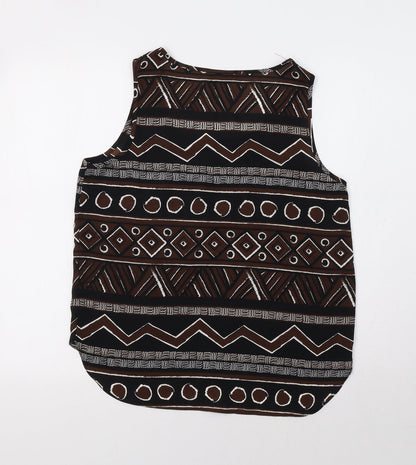 Get It On Womens Black Geometric  Basic Tank Size M