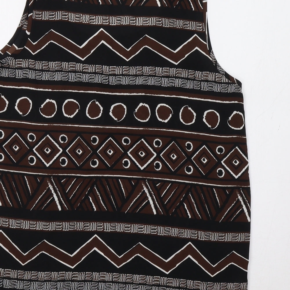 Get It On Womens Black Geometric  Basic Tank Size M