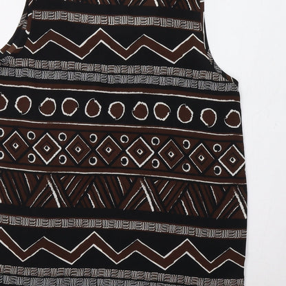 Get It On Womens Black Geometric  Basic Tank Size M