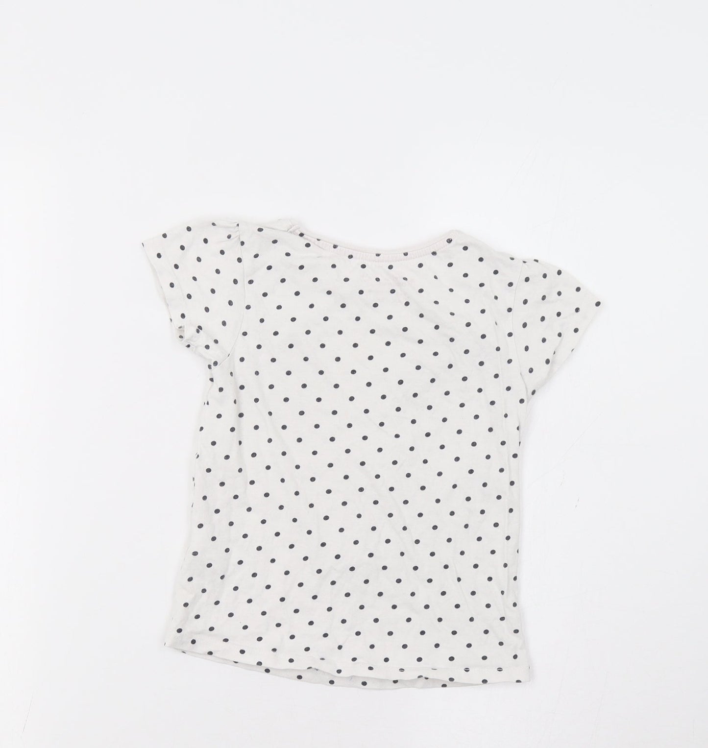 Primark Girls White Polka Dot  Basic T-Shirt Size 4-5 Years  - J'adore