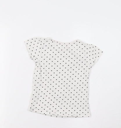 Primark Girls White Polka Dot  Basic T-Shirt Size 4-5 Years  - J'adore