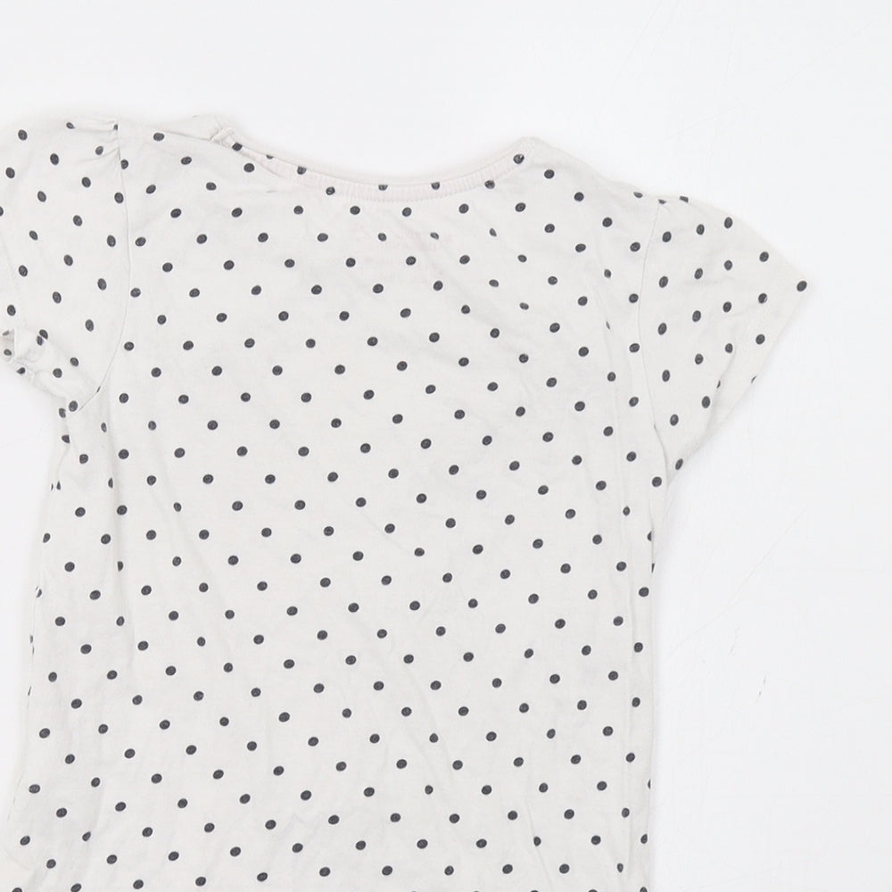 Primark Girls White Polka Dot  Basic T-Shirt Size 4-5 Years  - J'adore