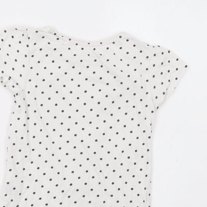 Primark Girls White Polka Dot  Basic T-Shirt Size 4-5 Years  - J'adore