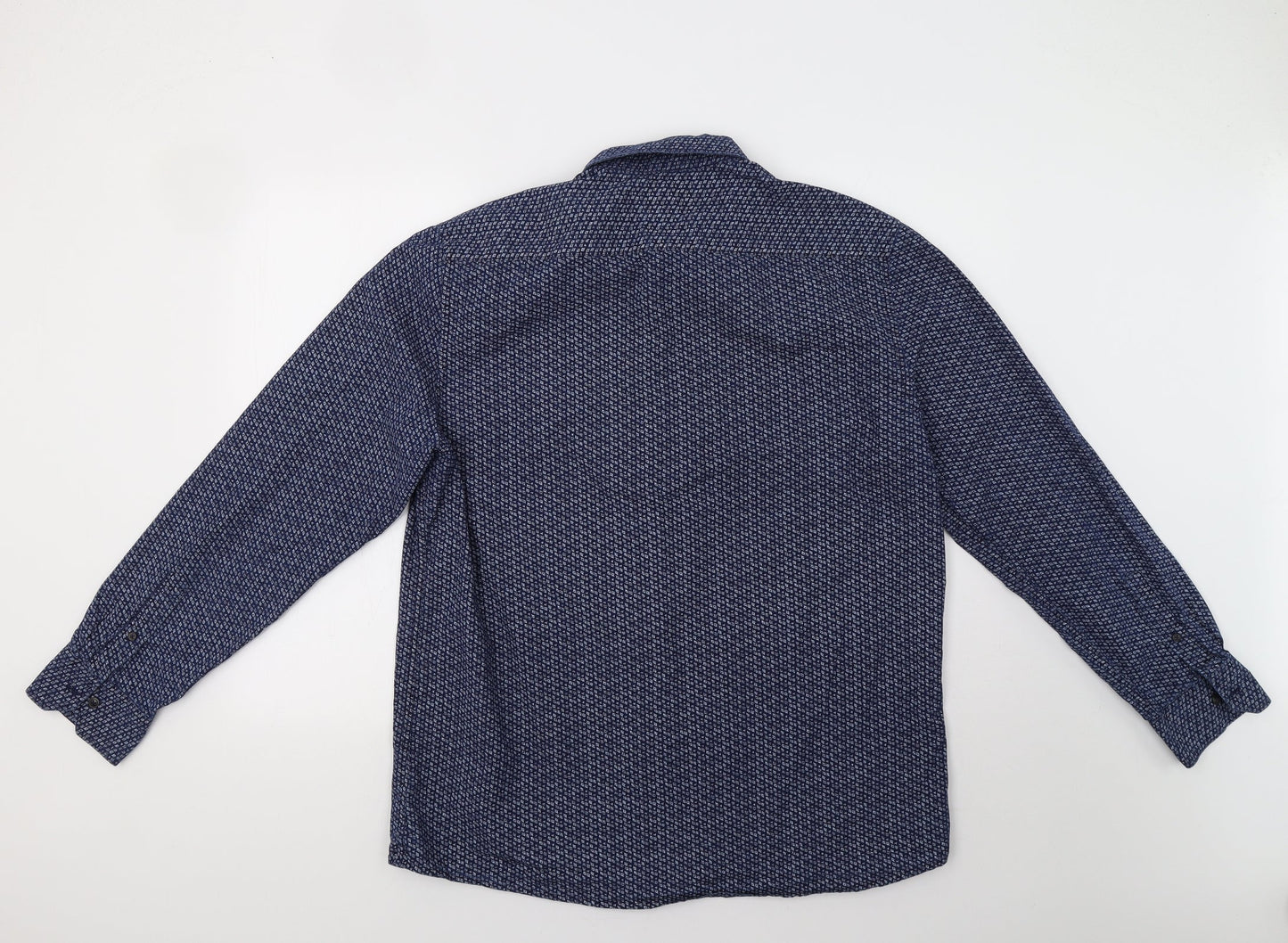 George Mens Blue Geometric   Button-Up Size L