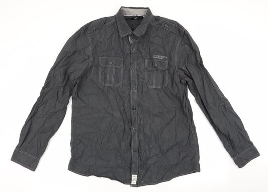 Mens UK Size L Florence and Fred Grey  Button-Up Long Sleeve Casual Shirt