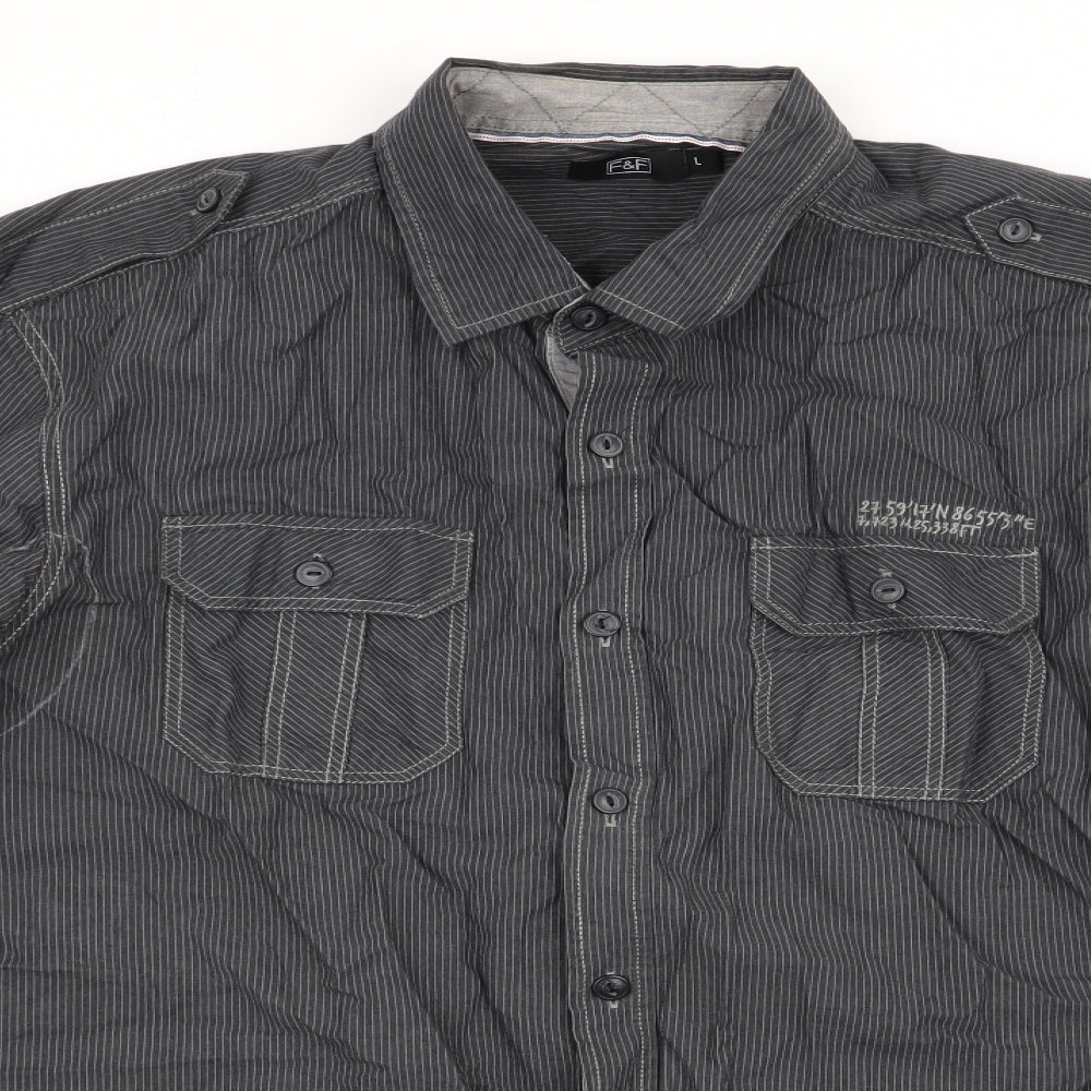 Mens UK Size L Florence and Fred Grey  Button-Up Long Sleeve Casual Shirt