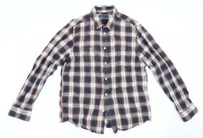 Mens UK Size M Easy Brown  Button-Up Long Sleeve Casual Shirt