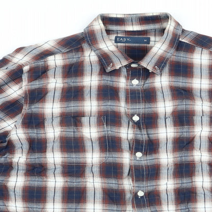 Mens UK Size M Easy Brown  Button-Up Long Sleeve Casual Shirt