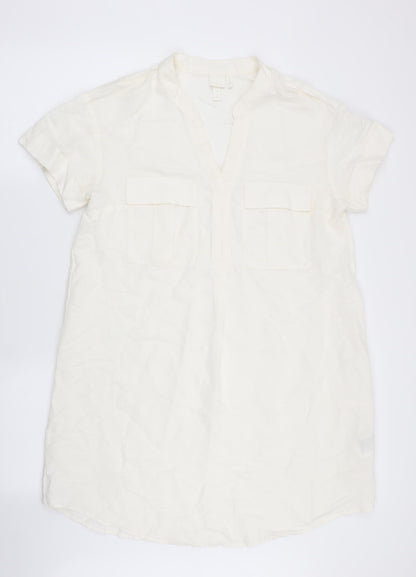 H&M Womens Ivory   A-Line  Size 8  - Linen look dress
