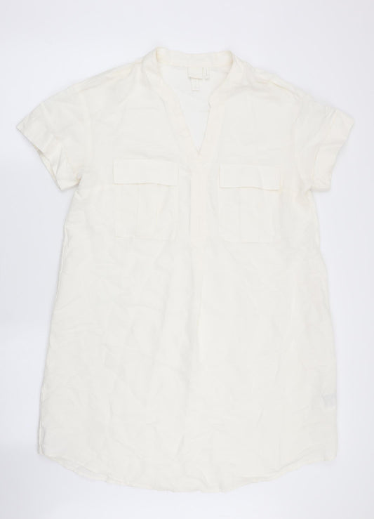 H&M Womens Ivory   A-Line  Size 8  - Linen look dress