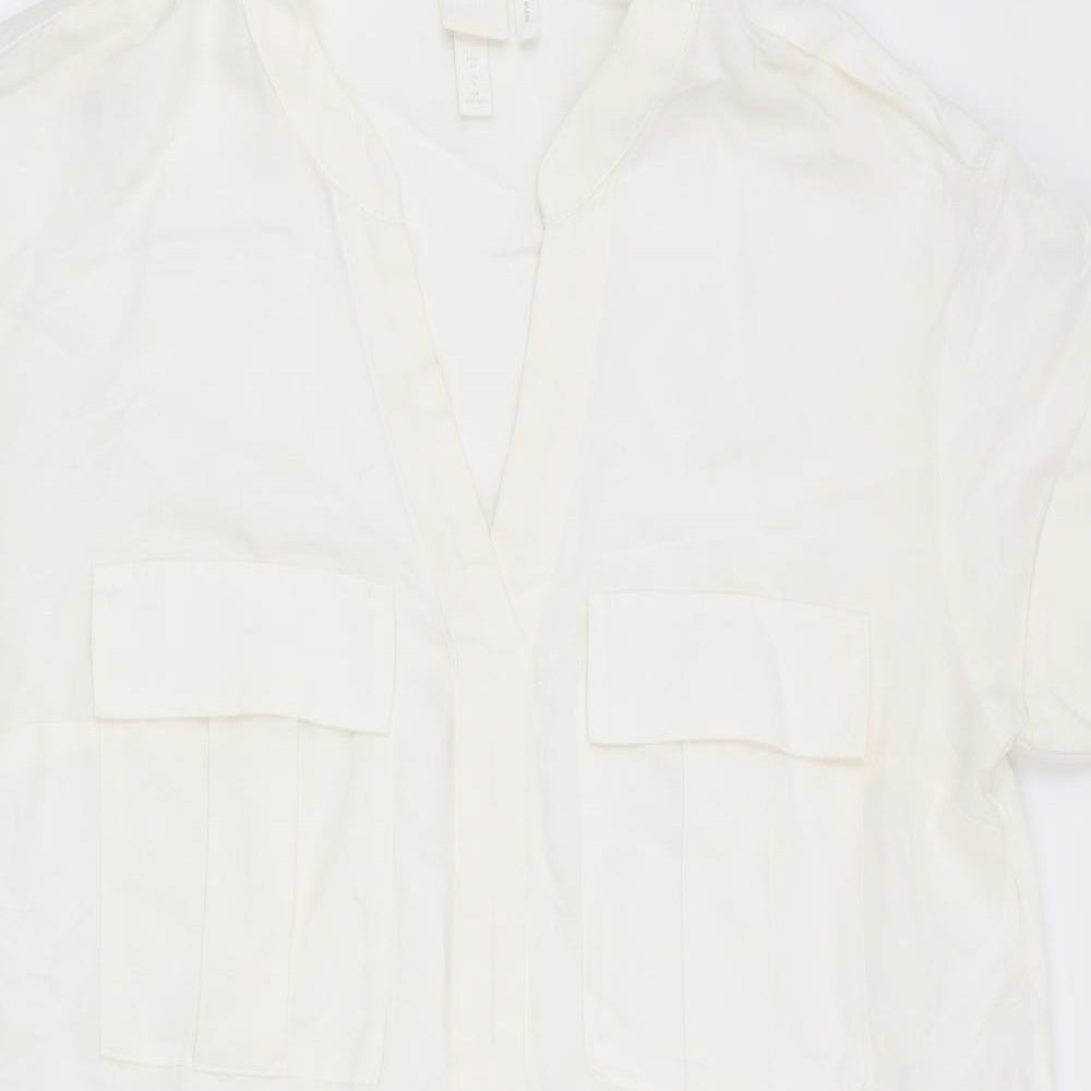 H&M Womens Ivory   A-Line  Size 8  - Linen look dress