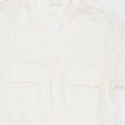 H&M Womens Ivory   A-Line  Size 8  - Linen look dress