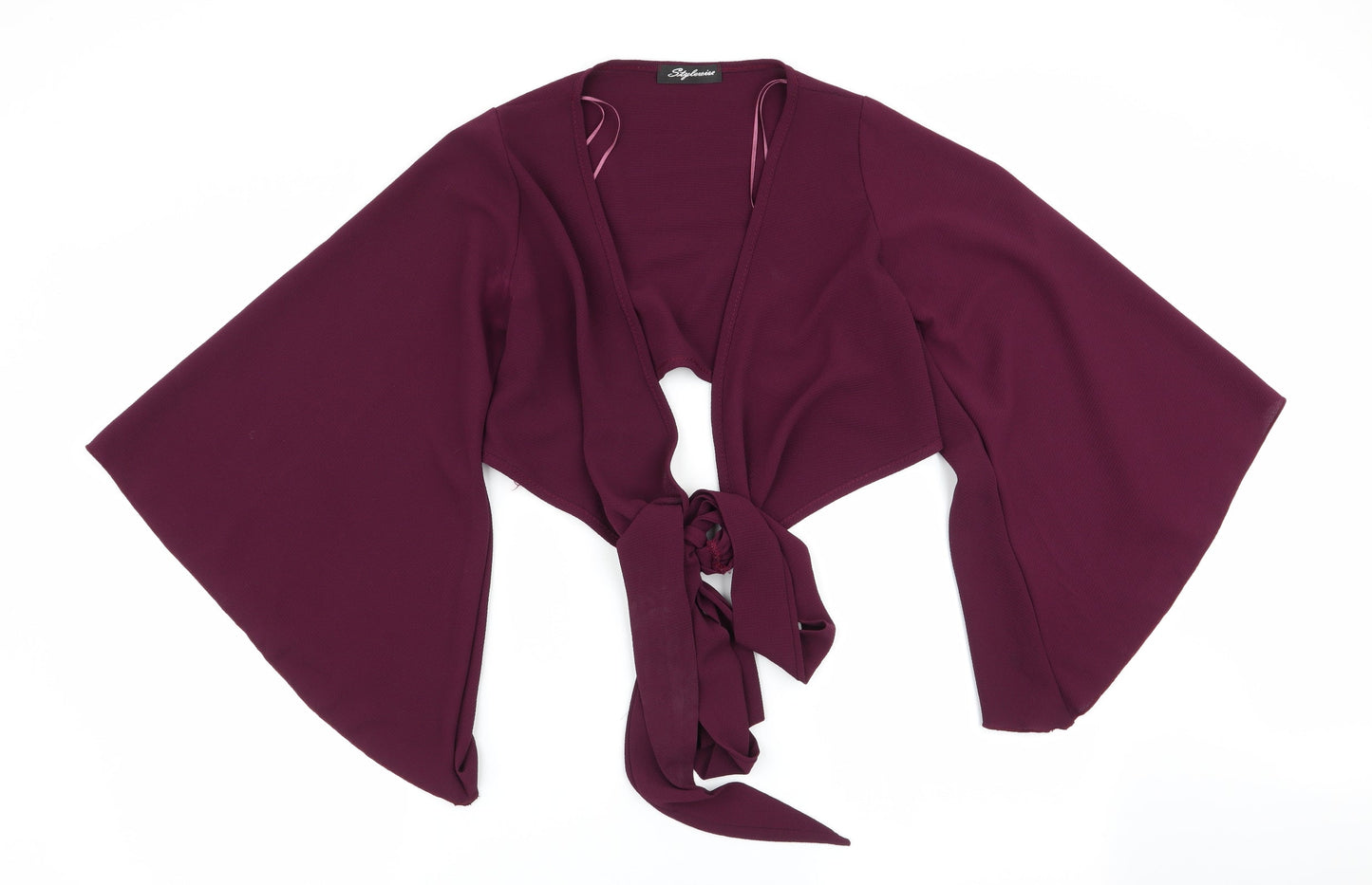 Stylewise Womens Purple   Jacket  Size 6  - Wide Sleeves Tie Front Shrug