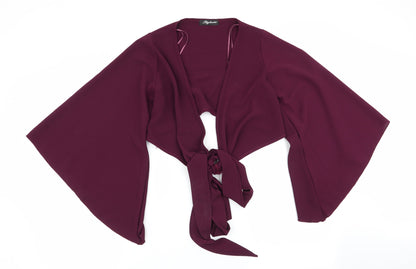 Stylewise Womens Purple   Jacket  Size 6  - Wide Sleeves Tie Front Shrug
