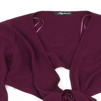 Stylewise Womens Purple   Jacket  Size 6  - Wide Sleeves Tie Front Shrug