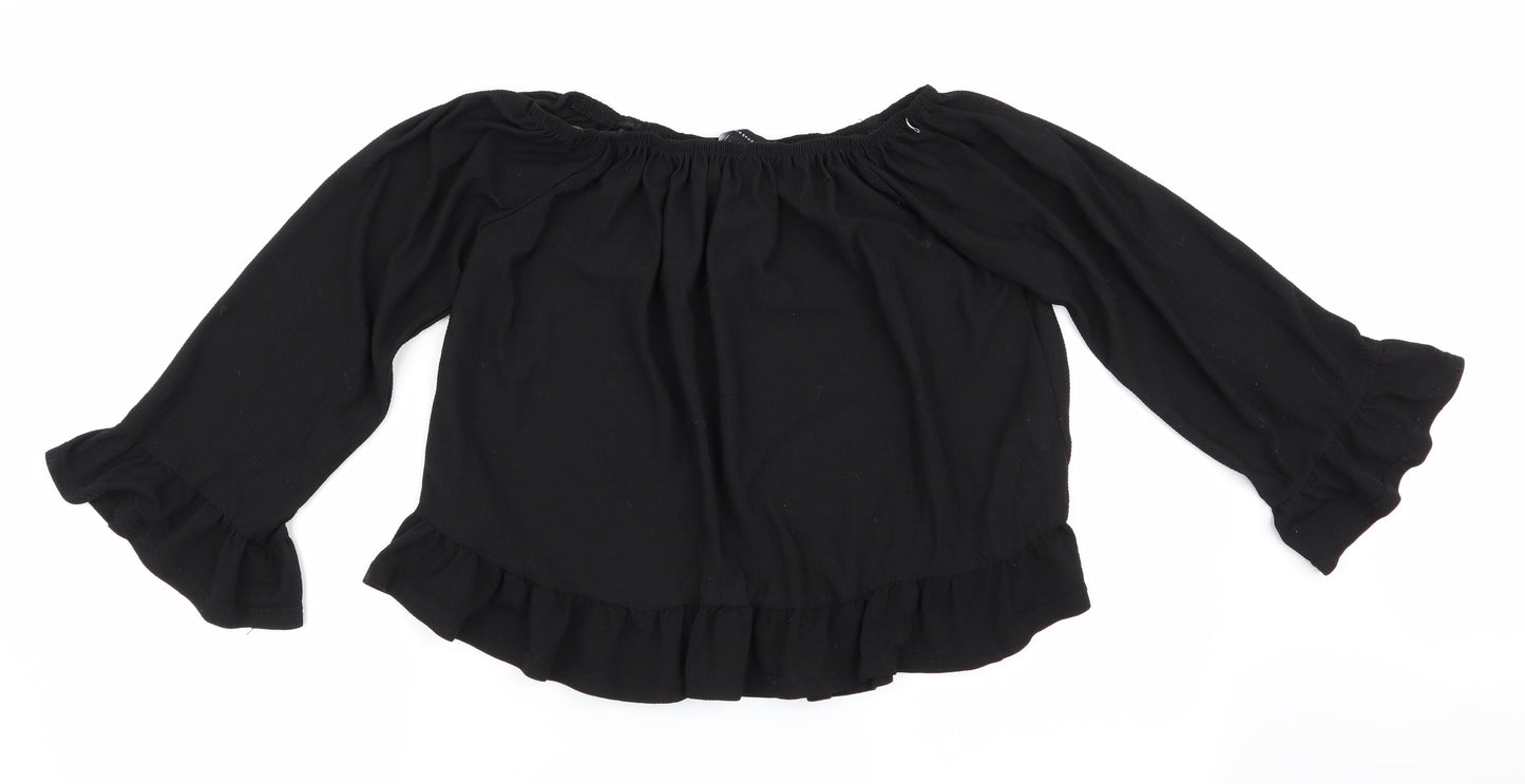 Womens UK Size 10 Atmosphere Black Basic Blouse