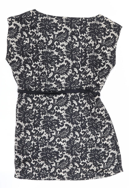 H&M Womens Black Floral  Shift  Size 12  - Lace like print