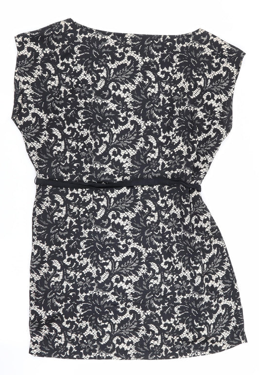 H&M Womens Black Floral  Shift  Size 12  - Lace like print