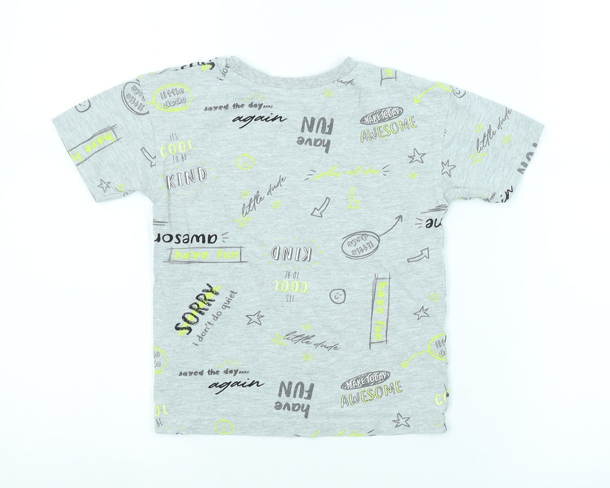 Back view of George boys’ grey spotted basic t-shirt, size 2-3, years