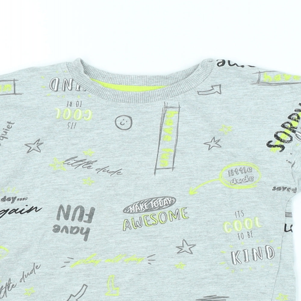 Close-up detail of George boys’ grey spotted basic t-shirt, size 2-3, years
