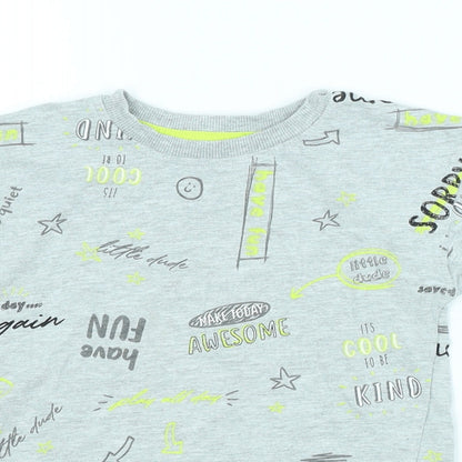 Close-up detail of George boys’ grey spotted basic t-shirt, size 2-3, years