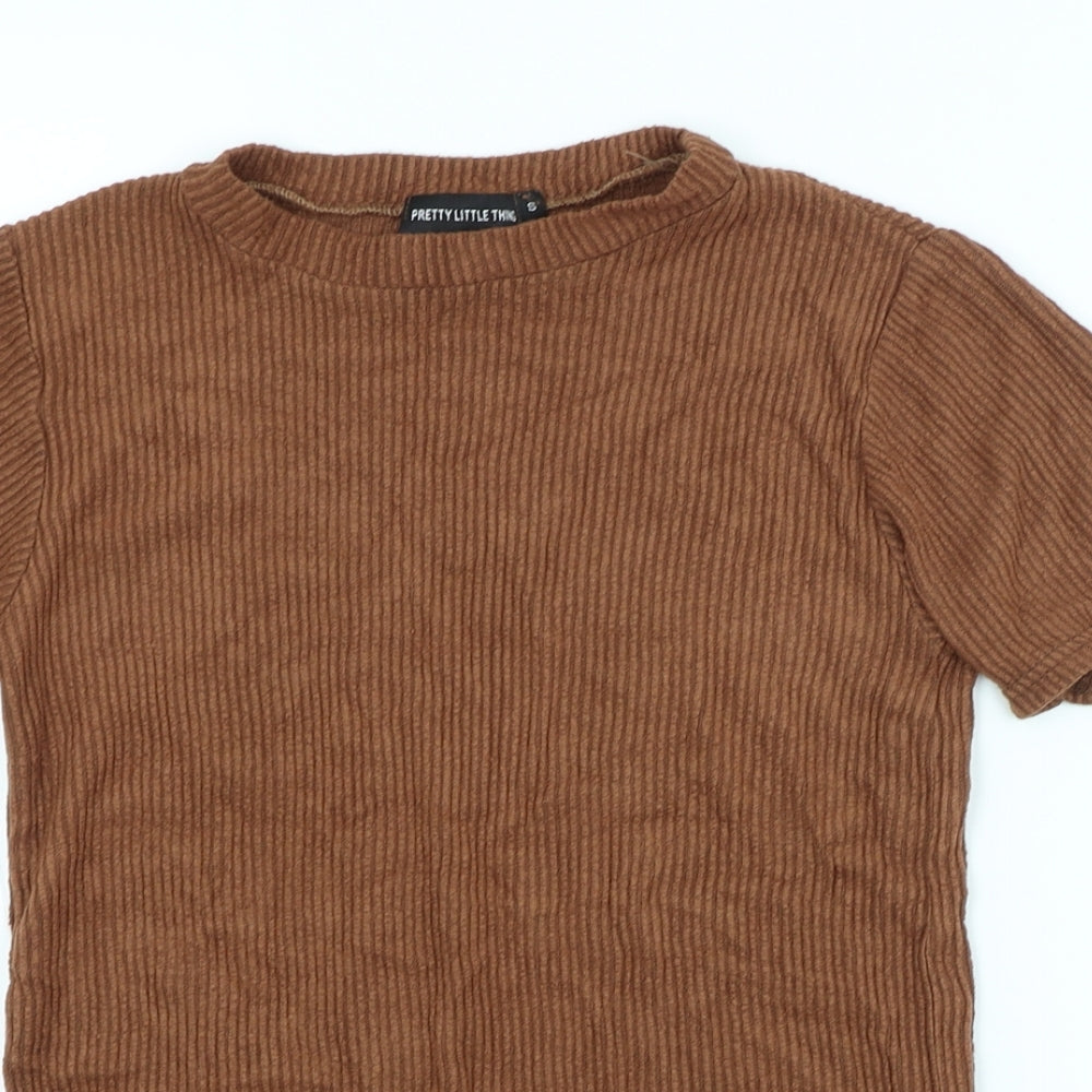 PRETTYLITTLETHING Womens Brown Striped  Pullover Jumper Size S