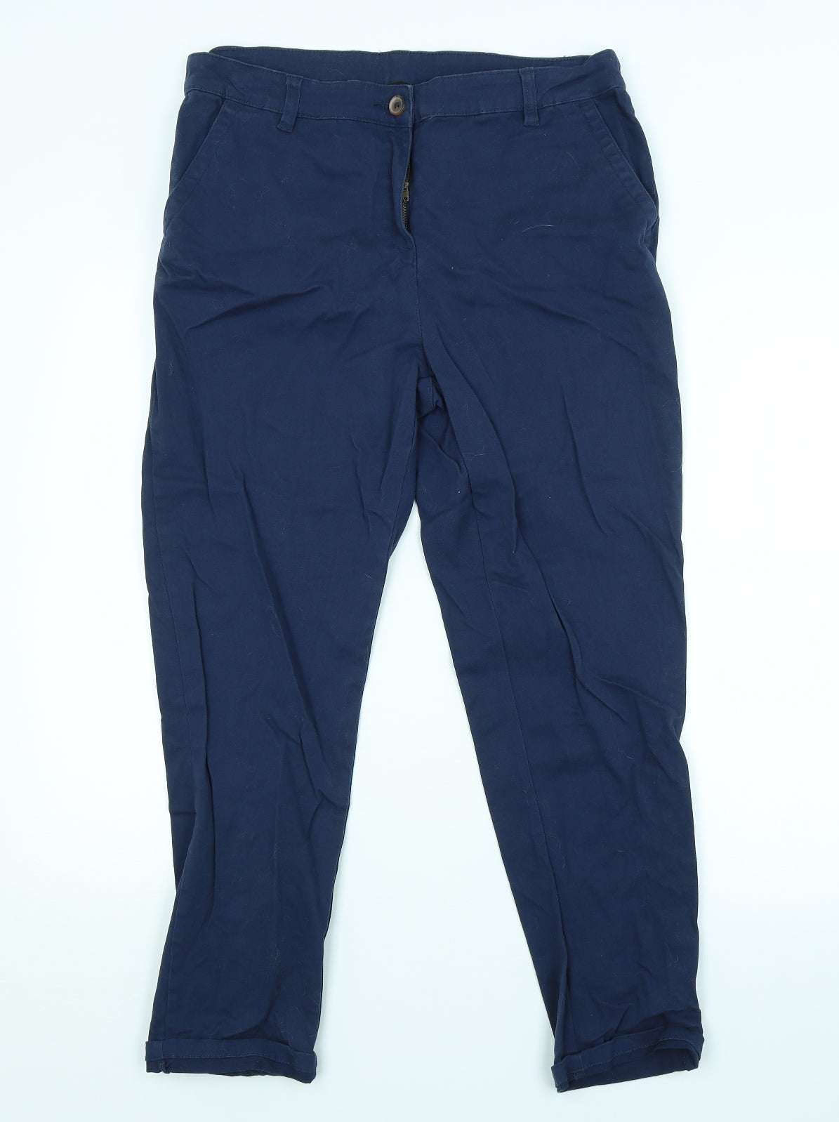 Womens UK Size 12 Peacocks Regular Fit Chino Blue Trousers