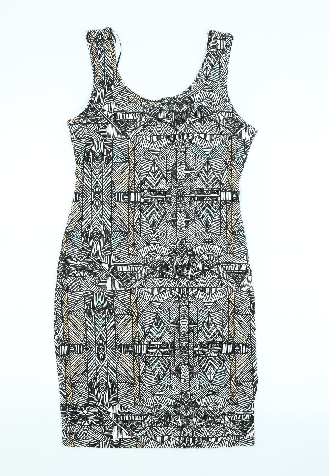 New Look Womens Multicoloured Argyle/Diamond  Pencil Dress  Size 12