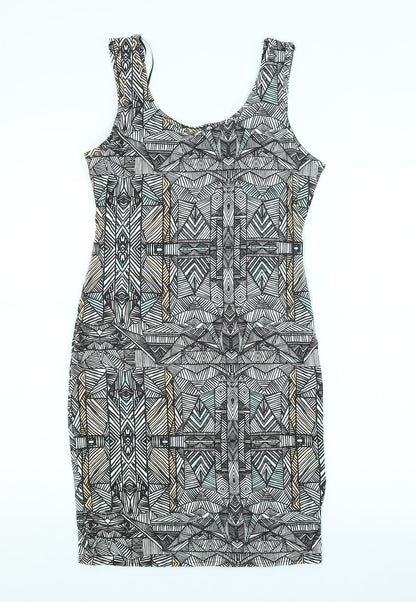 New Look Womens Multicoloured Argyle/Diamond  Pencil Dress  Size 12