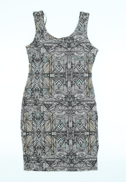 New Look Womens Multicoloured Argyle/Diamond  Pencil Dress  Size 12