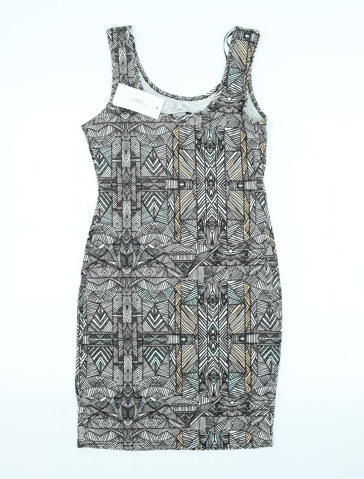 New Look Womens Multicoloured Argyle/Diamond  Pencil Dress  Size 12
