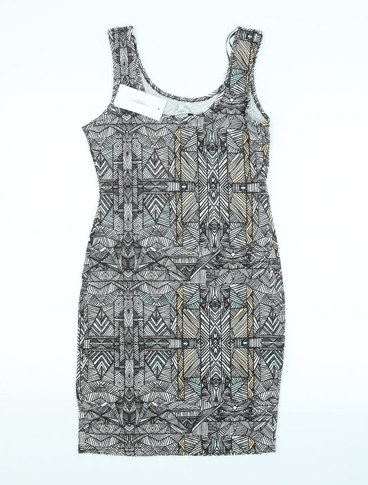 New Look Womens Multicoloured Argyle/Diamond  Pencil Dress  Size 12