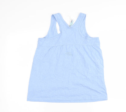 Back view of Powder Room women’s blue basic tank, size M