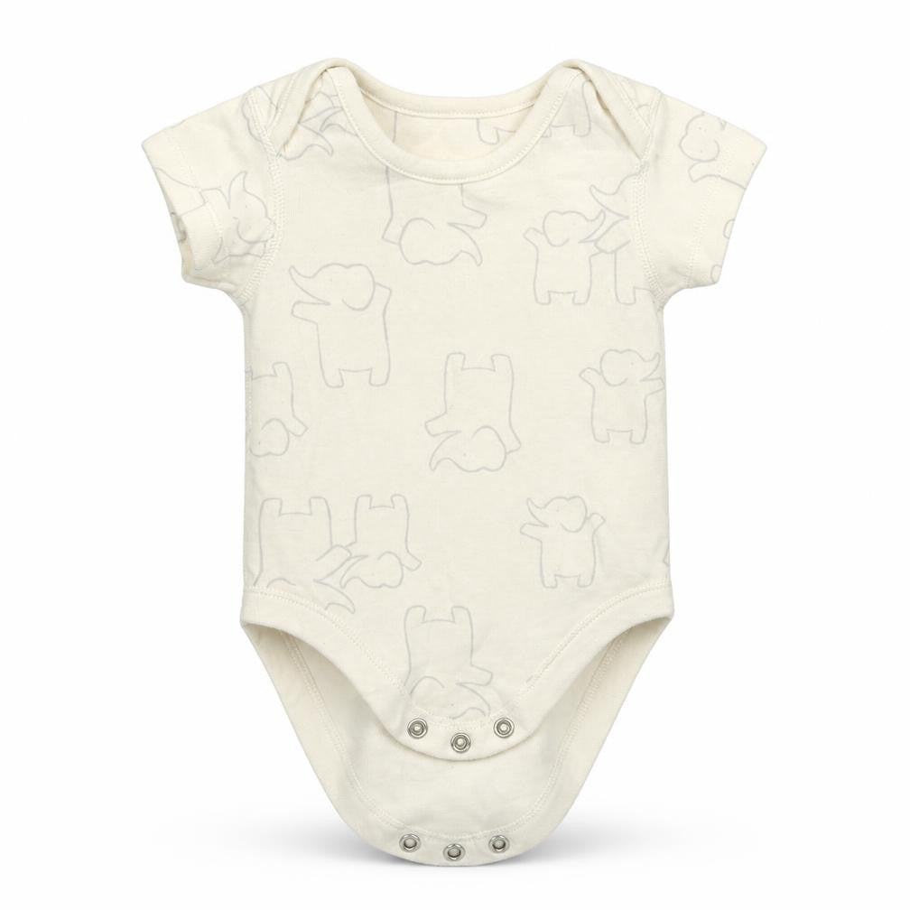 Front view of Marks & Spencer Baby White Animal Print Leotard One-Piece, size 0-3, Months