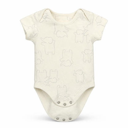 Front view of Marks & Spencer Baby White Animal Print Leotard One-Piece, size 0-3, Months