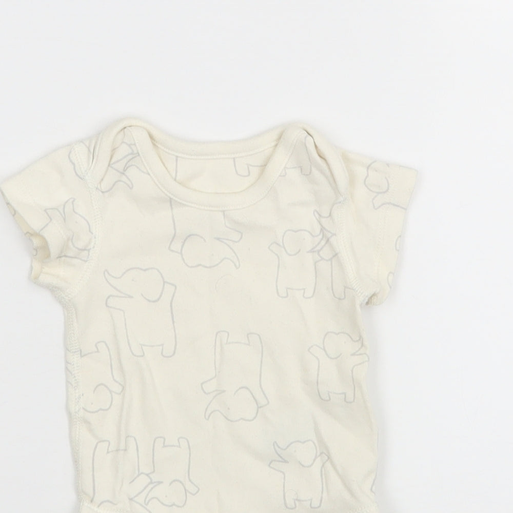 M&S Baby White Animal Print  Leotard One-Piece Size 0-3 Months