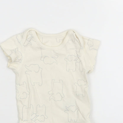 M&S Baby White Animal Print  Leotard One-Piece Size 0-3 Months