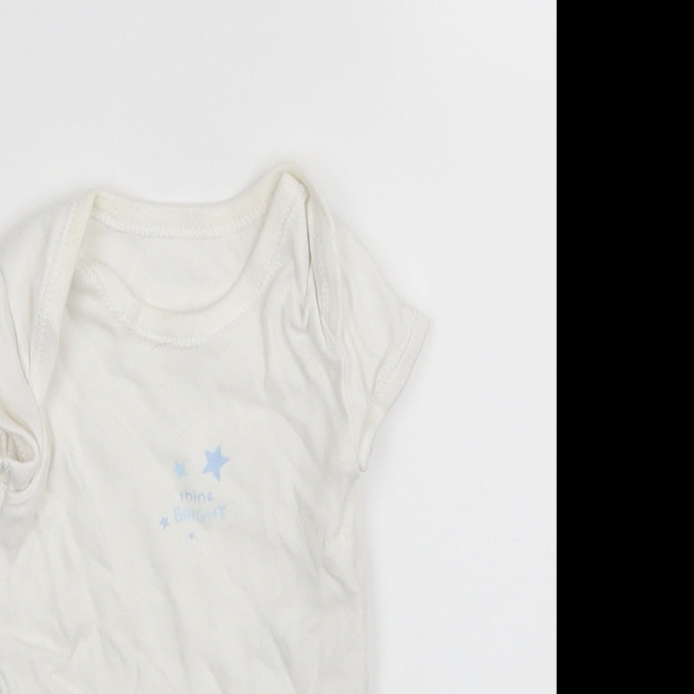 Close-up detail of Matalan boys’ white leotard one-piece size newborn