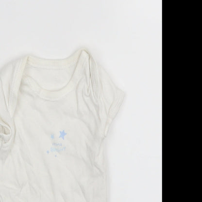 Close-up detail of Matalan boys’ white leotard one-piece size newborn
