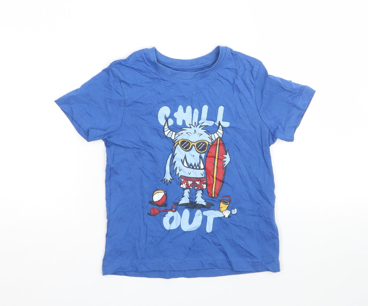Additional front view of Primark boys’ black basic t-shirt, size 3-4, years - monster