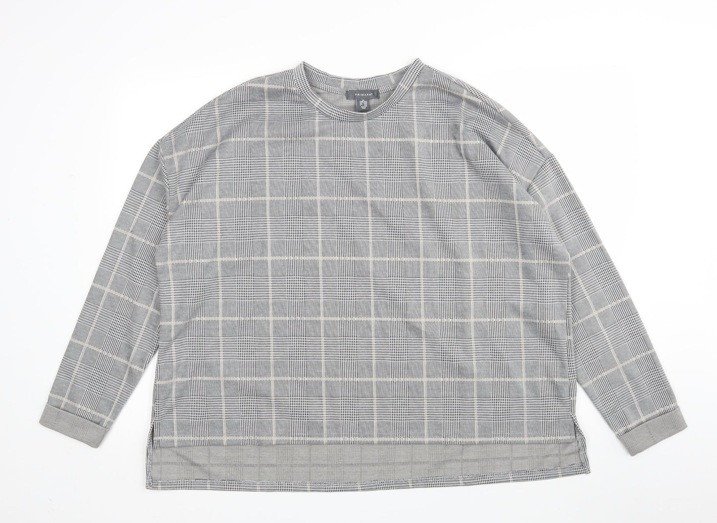 Primark Womens Grey Check  Pullover Jumper Size XL