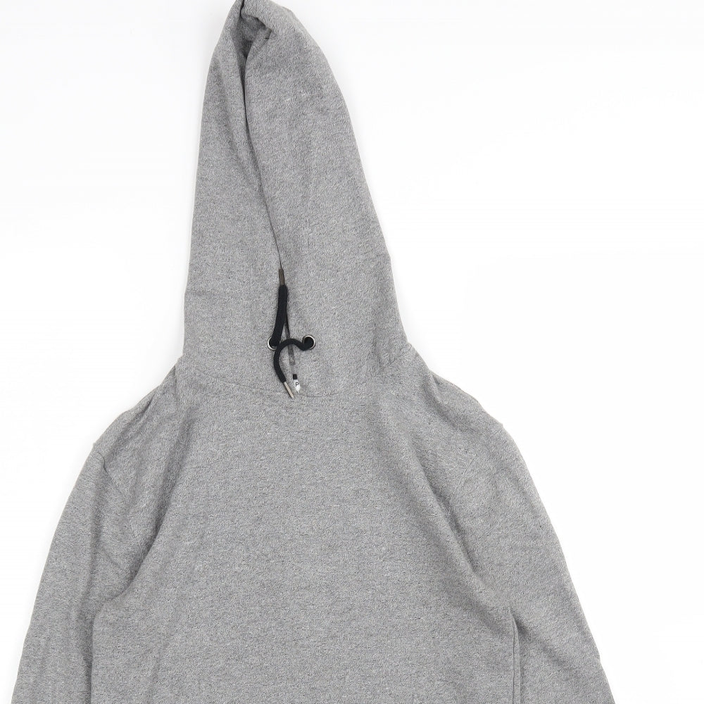 Close-up detail of Topshop women’s grey pullover hoodie, size XS