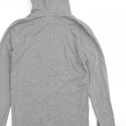 Brand and care label for Topshop women’s grey pullover hoodie, size XS