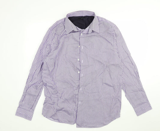 Mens UK Collar Size L Jeff Banks Smart Purple  Dress Shirt