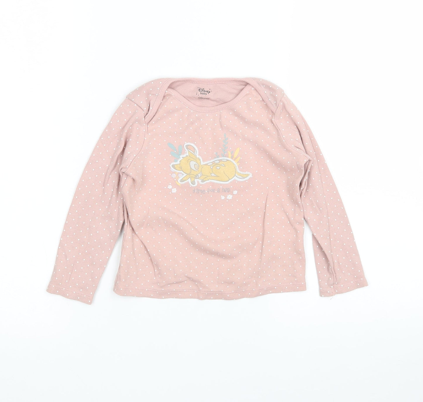 Disney Baby Girls Pink Polka Dot  Basic T-Shirt Size 18-24 Months  - Bambi
