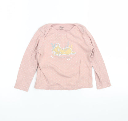 Disney Baby Girls Pink Polka Dot  Basic T-Shirt Size 18-24 Months  - Bambi