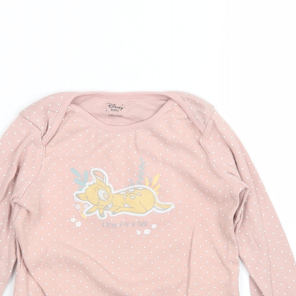 Disney Baby Girls Pink Polka Dot  Basic T-Shirt Size 18-24 Months  - Bambi
