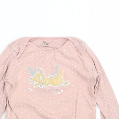 Disney Baby Girls Pink Polka Dot  Basic T-Shirt Size 18-24 Months  - Bambi