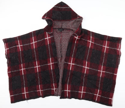 Atmosphere Womens Pink Plaid  Overcoat Poncho Size S