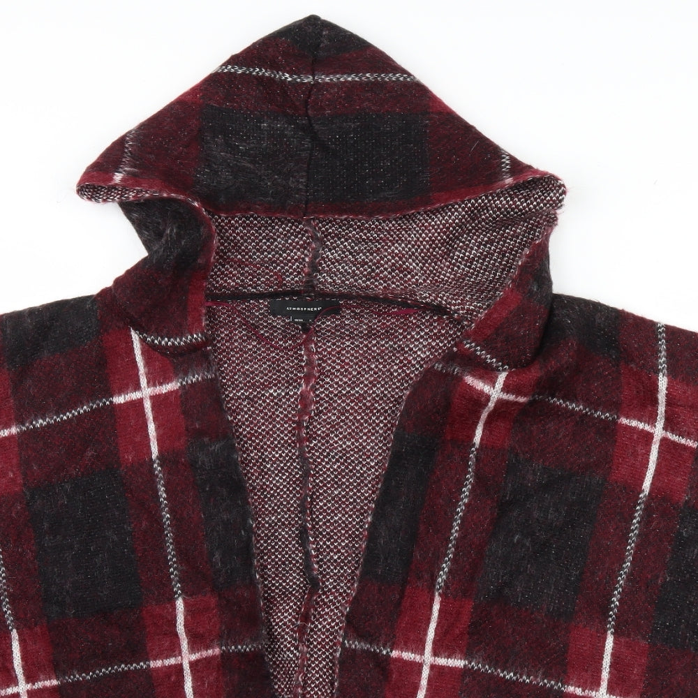 Atmosphere Womens Pink Plaid  Overcoat Poncho Size S